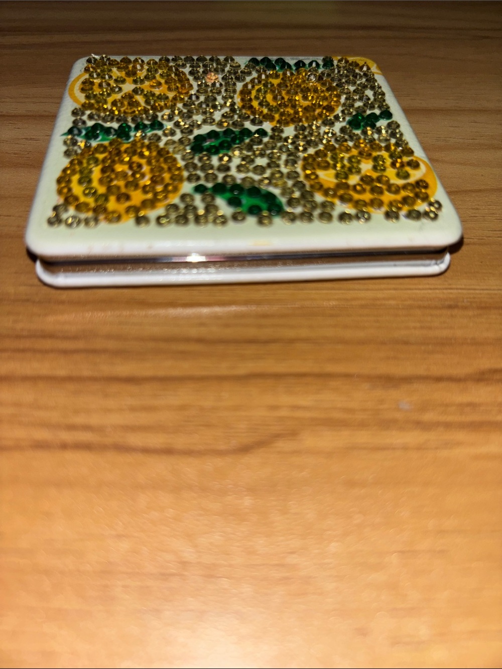 Yellow Lemon Crystal Compact Mirror - Women Accessories - Picture 5 of 6